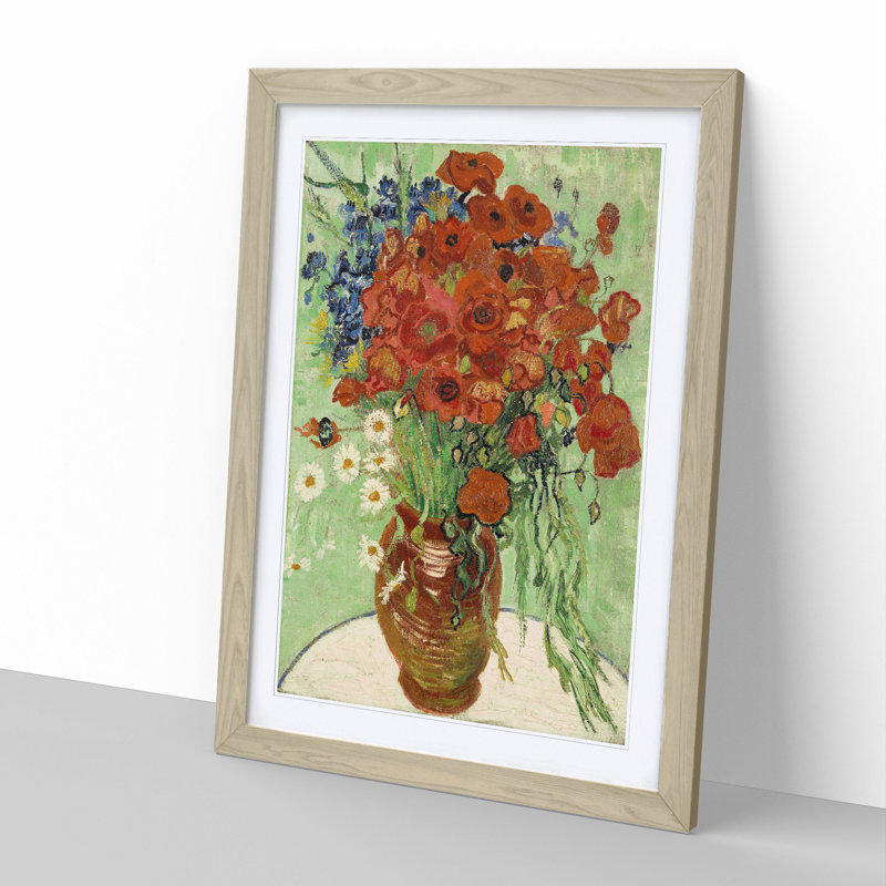 Still Life with Daisys by Vincent Van Gogh - Framed Print, Oak, 36cm H x 27cm W x 2cm D