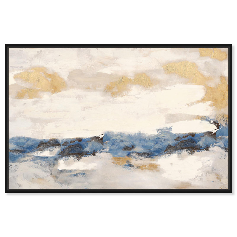 Art abstrait numérique sur toile Mountain Mist, H 11 po x l 16 po, Cadre flottant noir