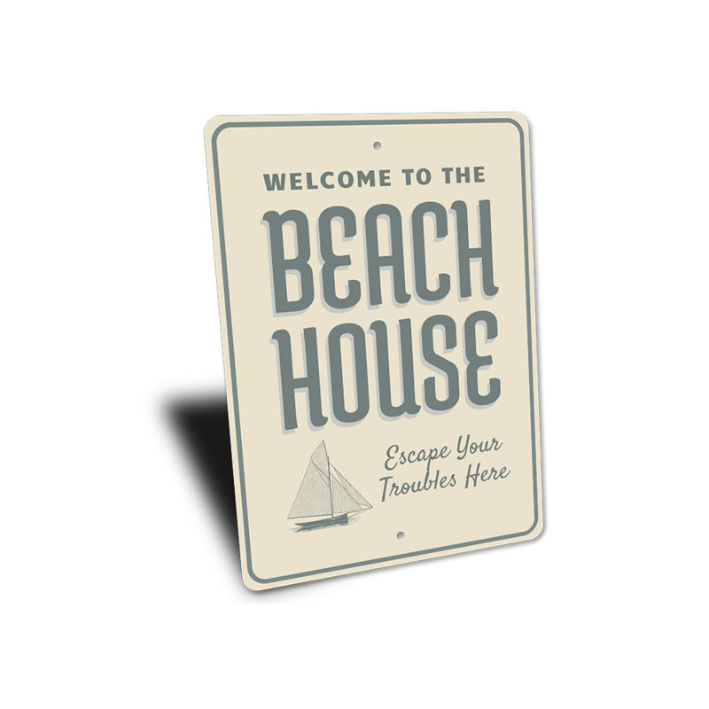 Panneau en aluminium Seaside Beach House, H 14 po x l 10 po x P 0,04 po