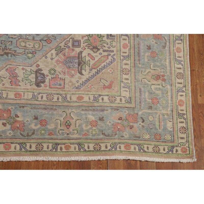 Tapis bleu géométrique 8 x 11 po