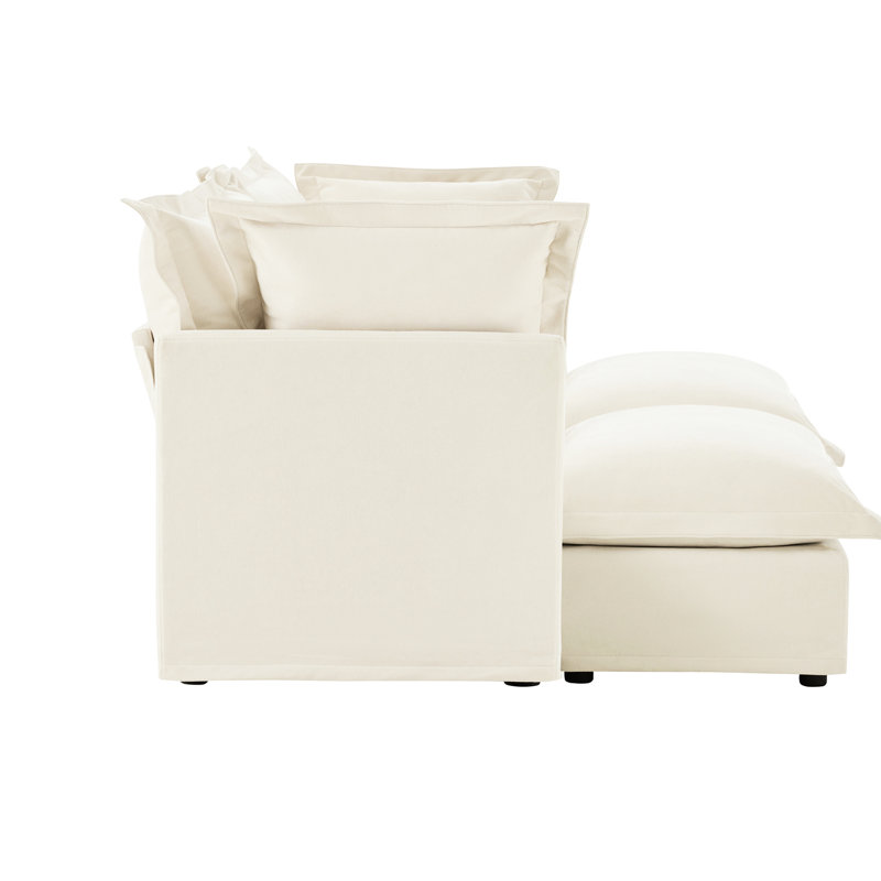 Canapé-lit crème à 2 places, chenille exquise et détaillée