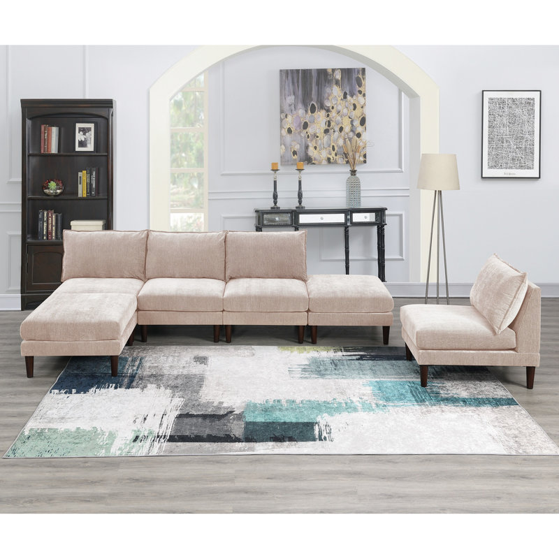 Moderne magnifique ensemble modulaire 6 pièces 4X sans accoudoirs 2X repose-pieds meubles de salon