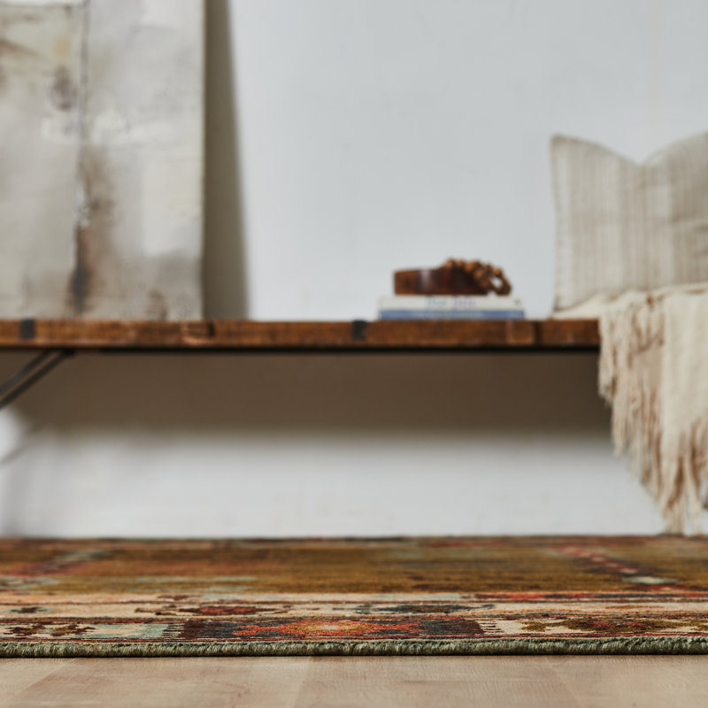 Bakke Wool Southwestern Area Rug in Brown, Rectangle 8' x 10'