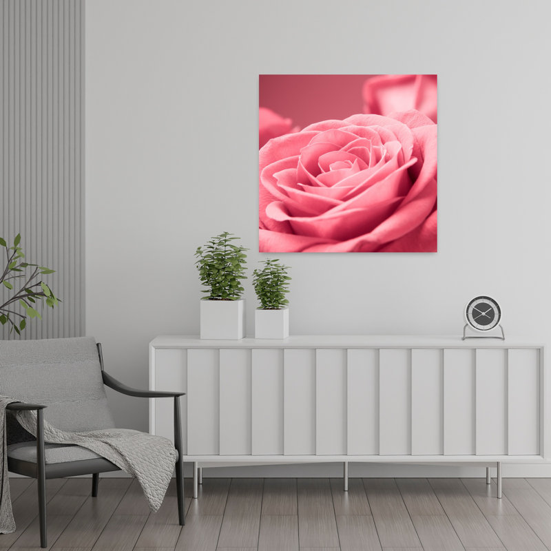 Art floral contemporain abstrait rose, H 24 po x l 24 po