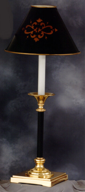 Metal Table Lamp, Polished Brass, Black