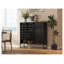 Buffet noir tissé avec rangement et tablettes réglables - Buffet décoratif arqué moderne pour la salle à manger, la cuisine et le salon