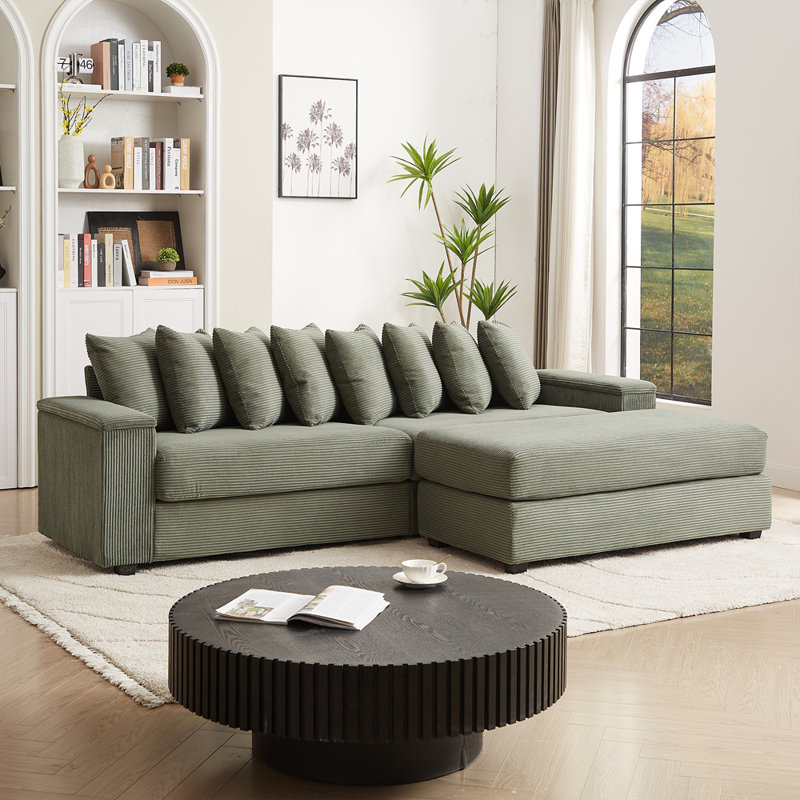 Canapé en L surdimensionné avec méridienne Luxe, Vert