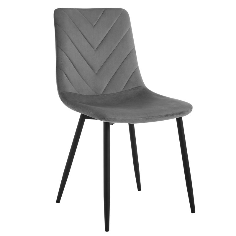 43.5cm H Velvet Upholstered Side Chair, Dark Grey