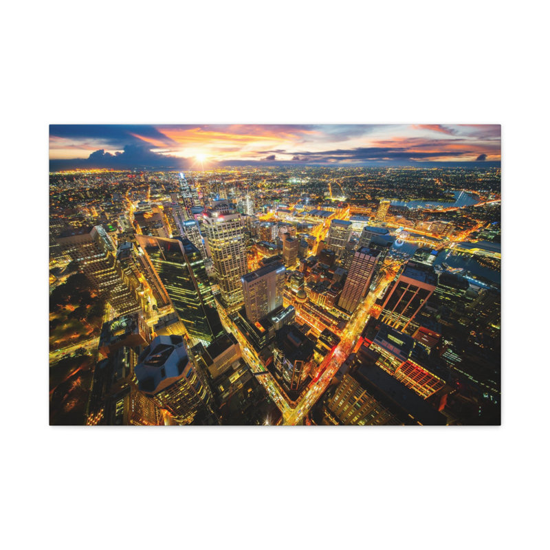 «Sydney Night Skyline», œuvre d'art sur toile à couper le souffle, H 16 po x l 20 po