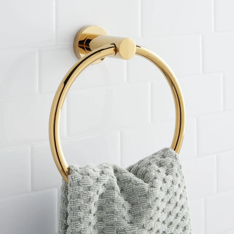 Ceeley Collection Wall-Mount Towel Ring, Polished Brass