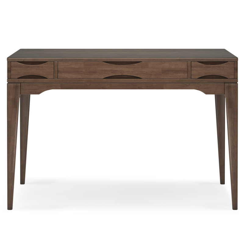 Harper 48"W Solid Hardwood Mid-Century Modern Small Writing Desk with 2 Drawers and Flip-Down Tray, 31.5" H x 48" W x 24" D
