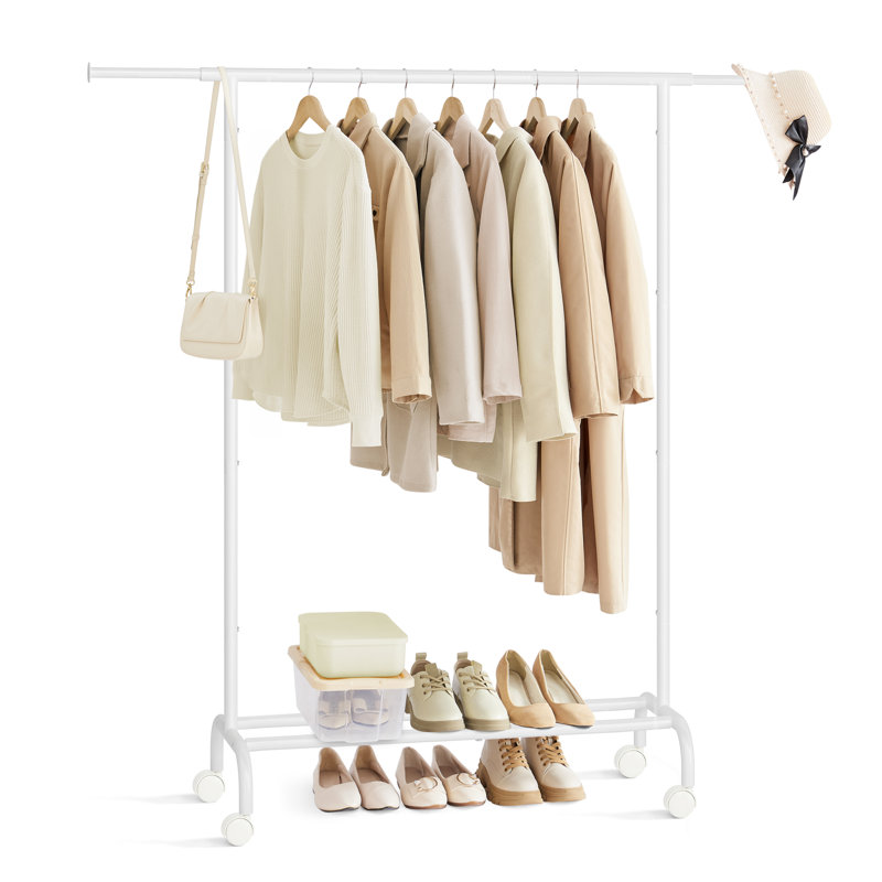 Clothes Rail, Clothes Rack, Extendable Hanging Rail, Clothing Storage With Wheels, 45 Kg Total Max. Load, 40 X (83-120) X 156 Cm