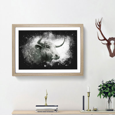 Stone Statue of a Bull - Picture Frame Graphic Art Print