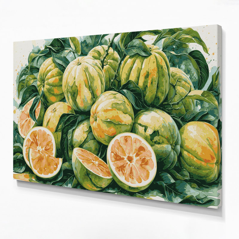 Art mural sur toile beige Fruit Pomelo, H 16 po x l 20 po
