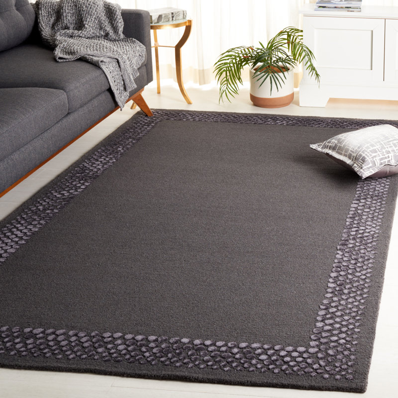 Tapis gris foncé en laine / viscose / coton touffeté à la main Glamour, Rectangle 5 pi x 8 pi
