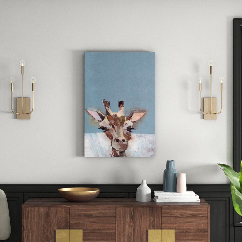 Bonjour Giraffe Wrapped Canvas Painting, 91cm H x 61cm W x 3.81cm D