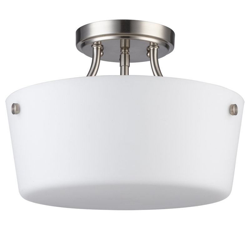 Plafonnier semi-encastré 2 lumières Mod Pod, Nickel brossé