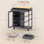Rolling bamboo top kitchen island trolley, grey mobile storage cart with glass door, 2 drawers, 2 metal wire baskets and lockable wheels