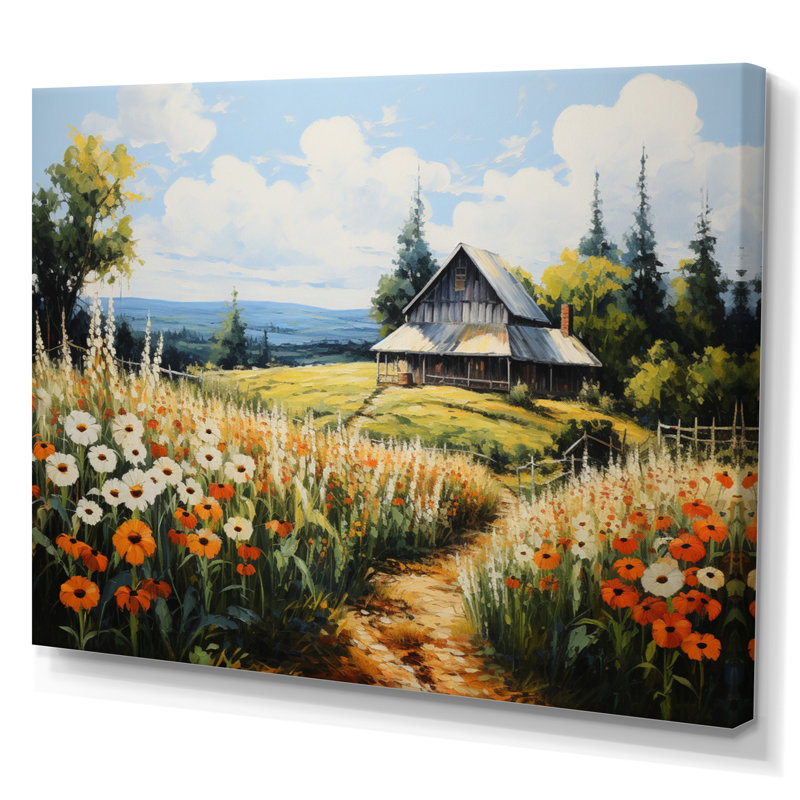 Atronna Farmhouse Seasons Pointillism III - impression, 24" H x 32" W, Toile tendue