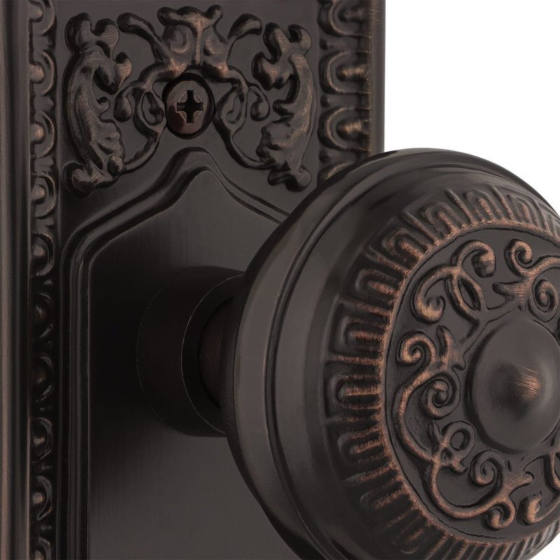 Egg & Dart Plate with Egg & Dart Door Knob, Timeless Bronze, 2-3/8"