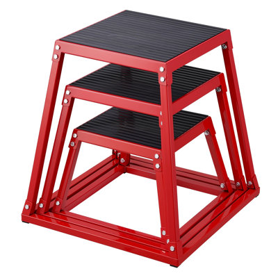 Boîtes de saut pliométriques, boîte de pli de 12/18/24 po, boîte de plateforme et de saut d'agilité, ensemble de boîte d'exercice anti-dérapant pour l'entraînement en gymnastique à domicile, l'entraînement en force, rouge