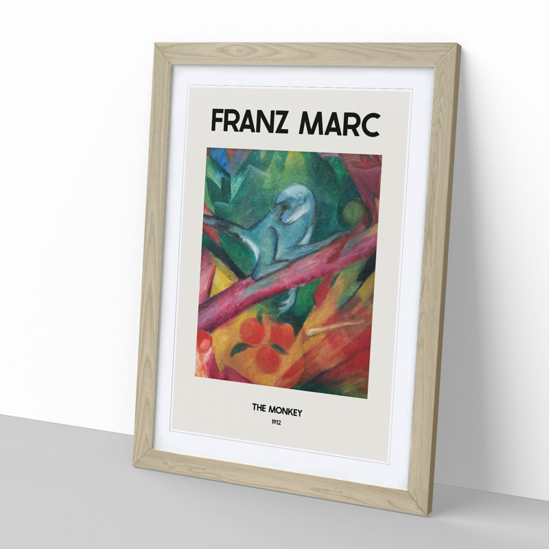 The Monkey by Franz Marc - Picture Frame Painting, 48cm H x 36cm W x 2cm D, Oak Framed
