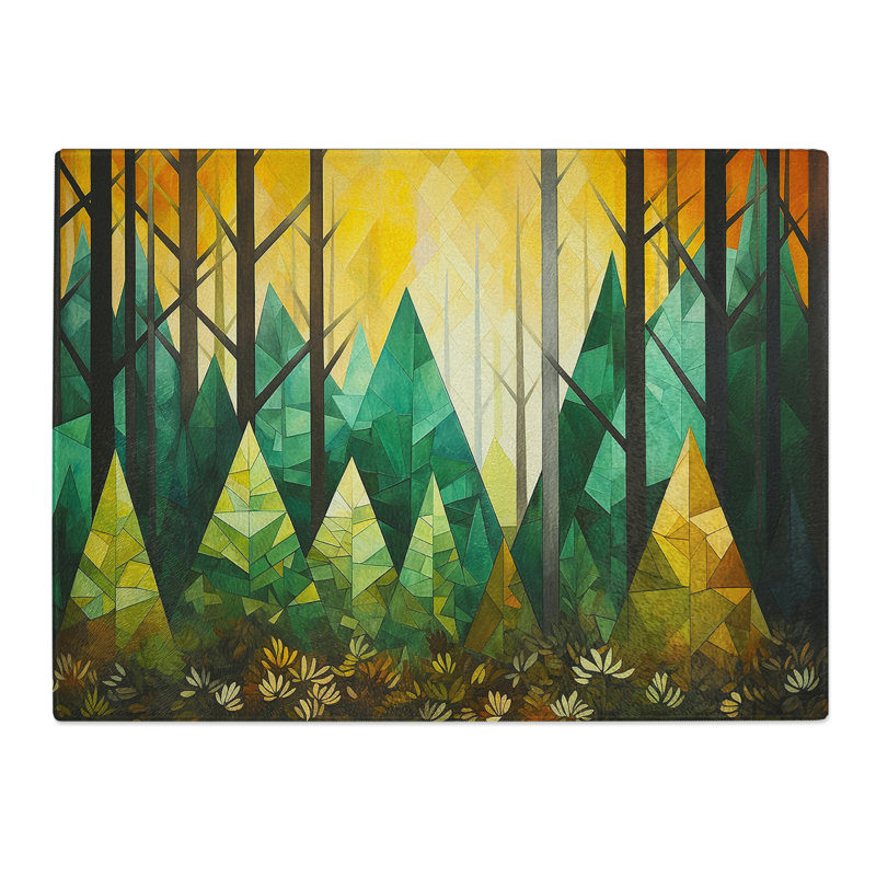 Forest Geometric  Glass Chopping Board
