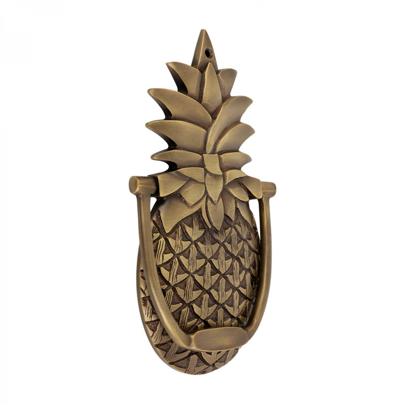 Heurtoir de porte en forme de ananas en laiton antique avec quincaillerie de fixation