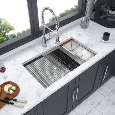 Undermount Workstation Kitchen Sink - 30"X18"X 10" Inch Stainless Steel 16 Gauge Deep Single Bowl Sink