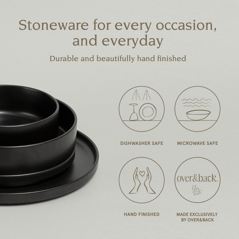 White Ceramic 16-Piece Stackable Dinnerware Set