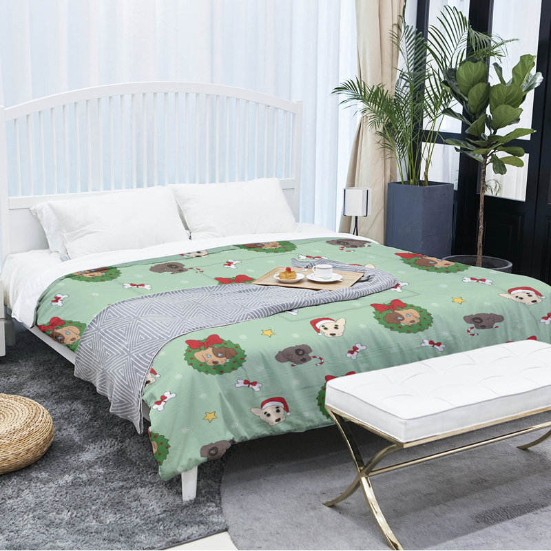 Polyester Baffle Box Stitch Comforter, Twin XL Comforter, Green/Brown/Red