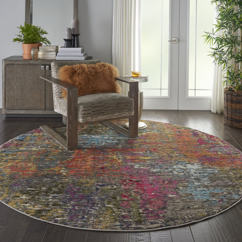 Abstract Indoor Rug, Round 7'10"