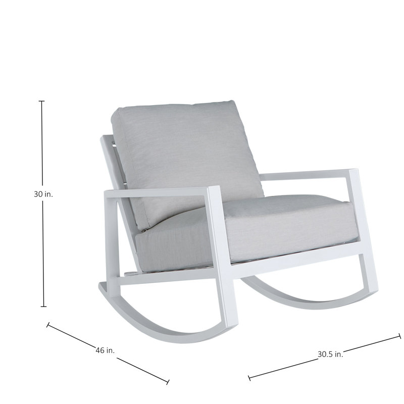 Avondale Wrought Aluminum Outdoor Rocker Chair by Summer Classics, Perigold Palmetto Verdigris, Chalk