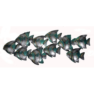 Décoration murale magnifique magnifique école de poisson turquoise et sarcelle