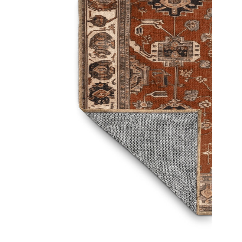 Machine Washable Persian Brown Area Rug, Square 6'