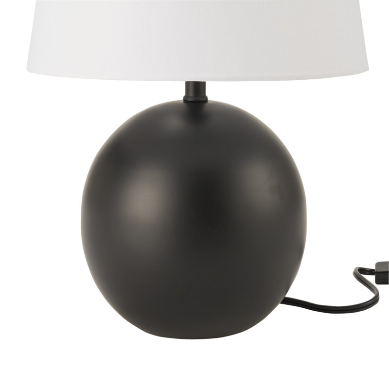 Lampe de table ronde en métal 18 po, Noir, Noir