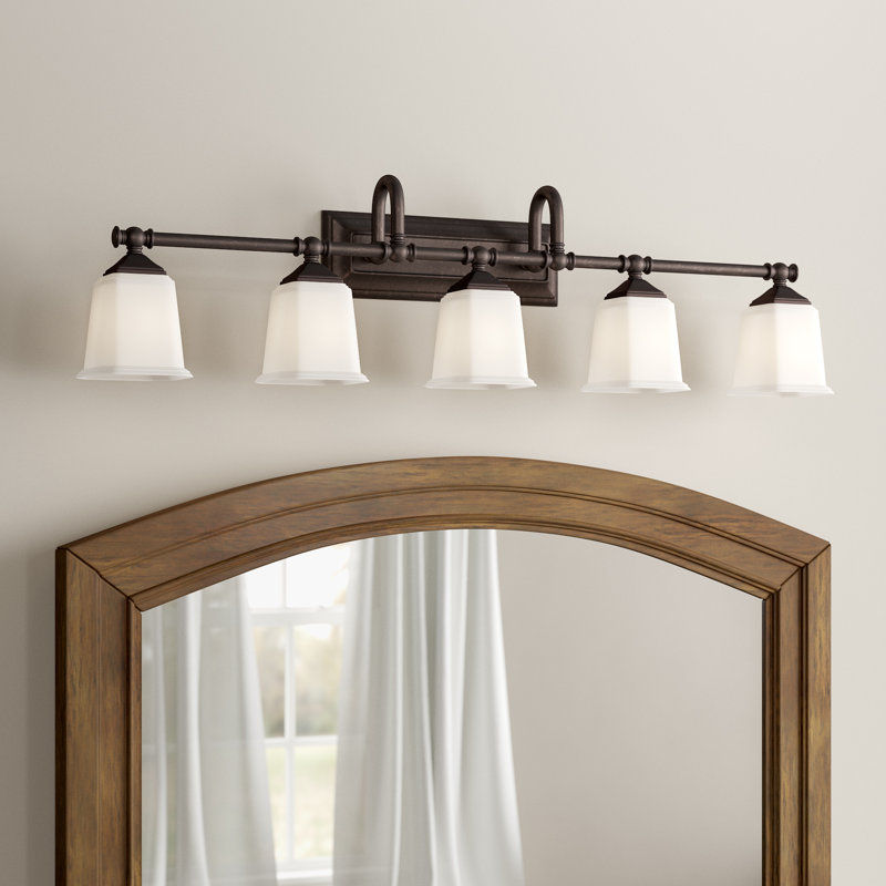 Nicholas 5 - Light Dimmable Vanity Light, Harbor Bronze, Etched