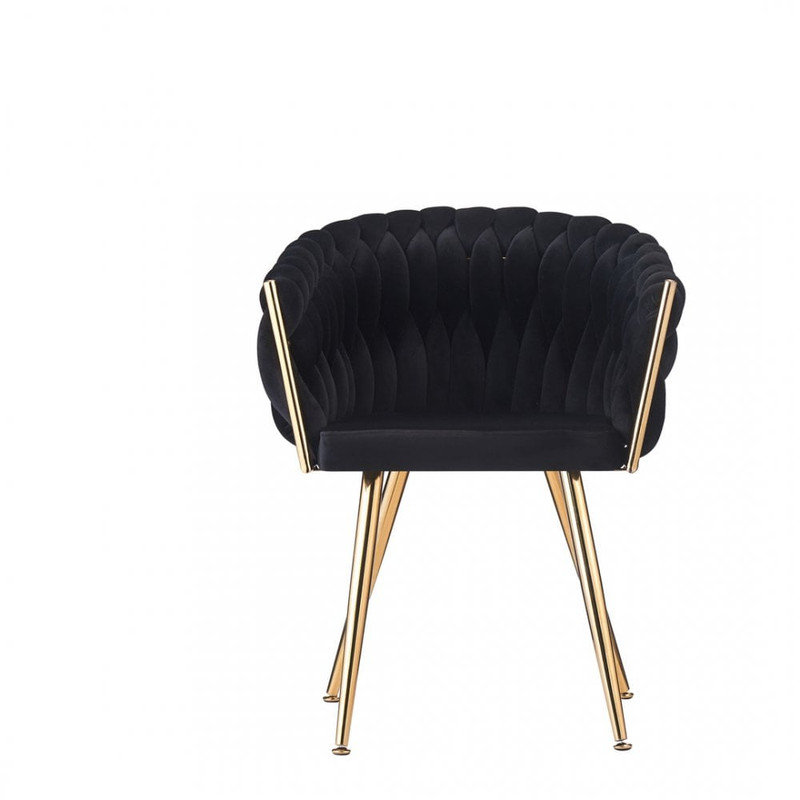 Abdurrahim Velvet Dining Chair - Ergonomic Tufted Back and Metal Legs - Button Back Armchair for Dining Room Living Room Restaurants