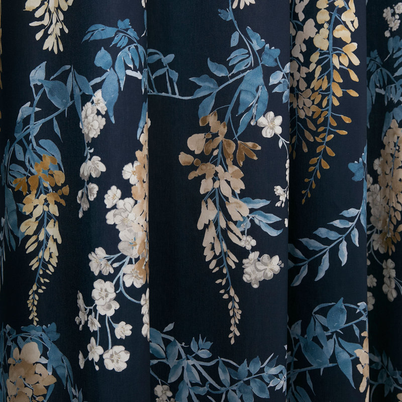 Kingsley 100% Cotton Semi Sheer Curtain Pair, Width 229 x Drop 229 cm, Navy