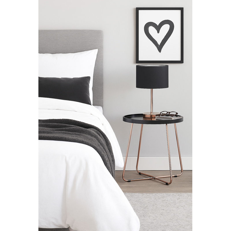 Tray Top Cross Legs End Table, Copper, Black