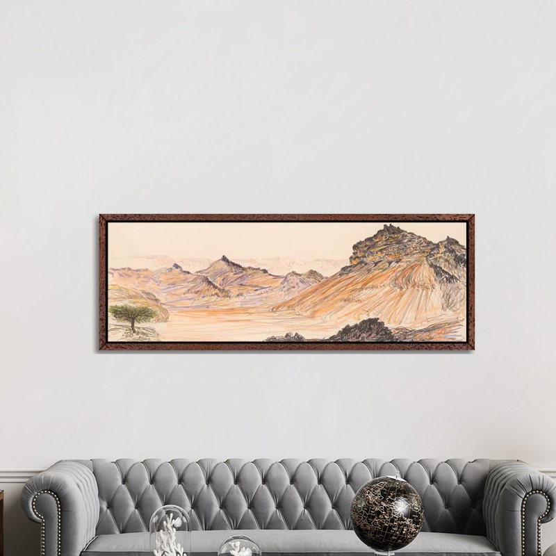 Nahal Gevanim by Itzu Rimmer - Panoramic Print on Canvas, 152.4 cm H x 50.8 cm W, Classic Brown Wood Framed