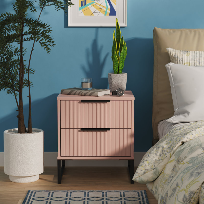 Chaelynn 45cm W Manufactured Wood Bedside Table, Pink