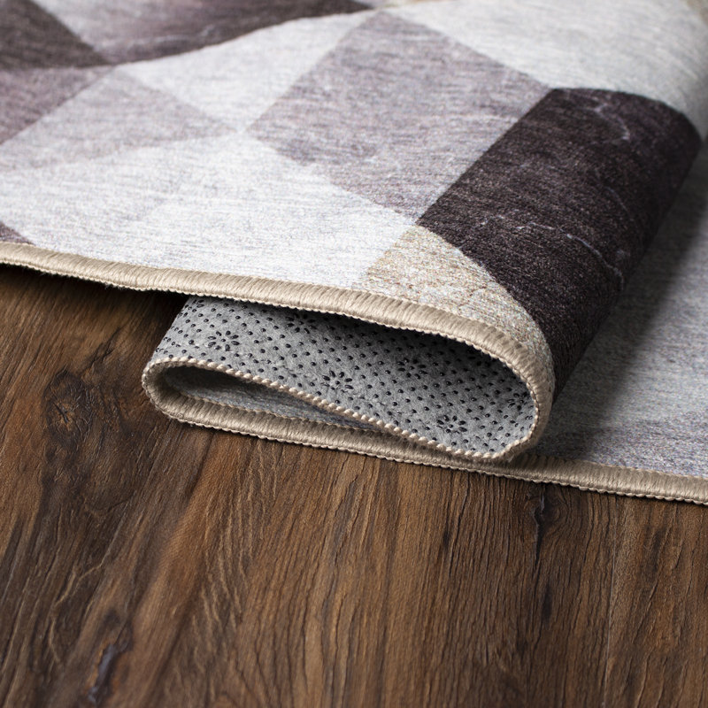 GeoSync Dark Gray Washable Flatweave Runner Rug 2.5'x7'
