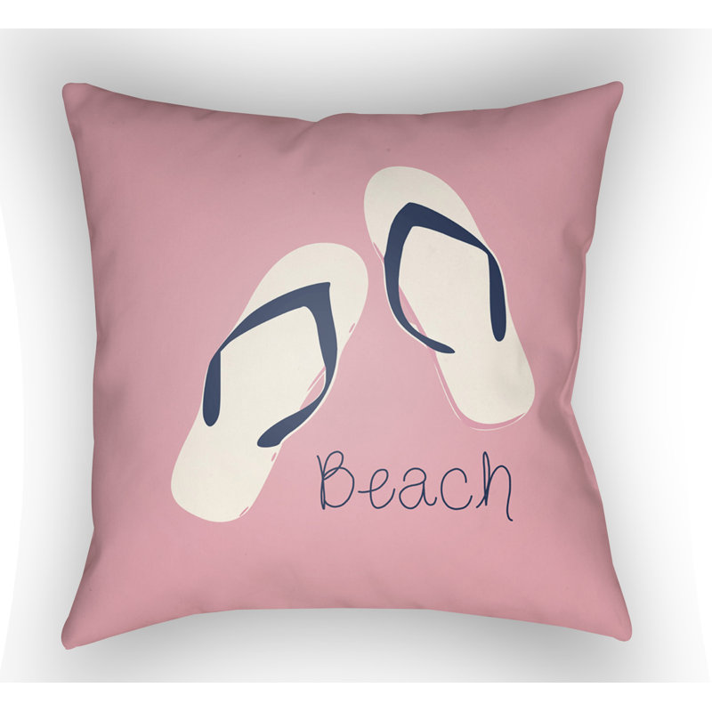 Carolina Coastal Bẹach Throw Pillow, Pink, 22" H  x 22" W x 5" D