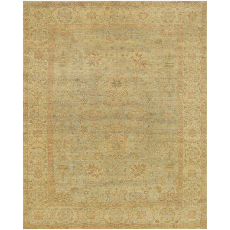 Tapis en laine beige / vert