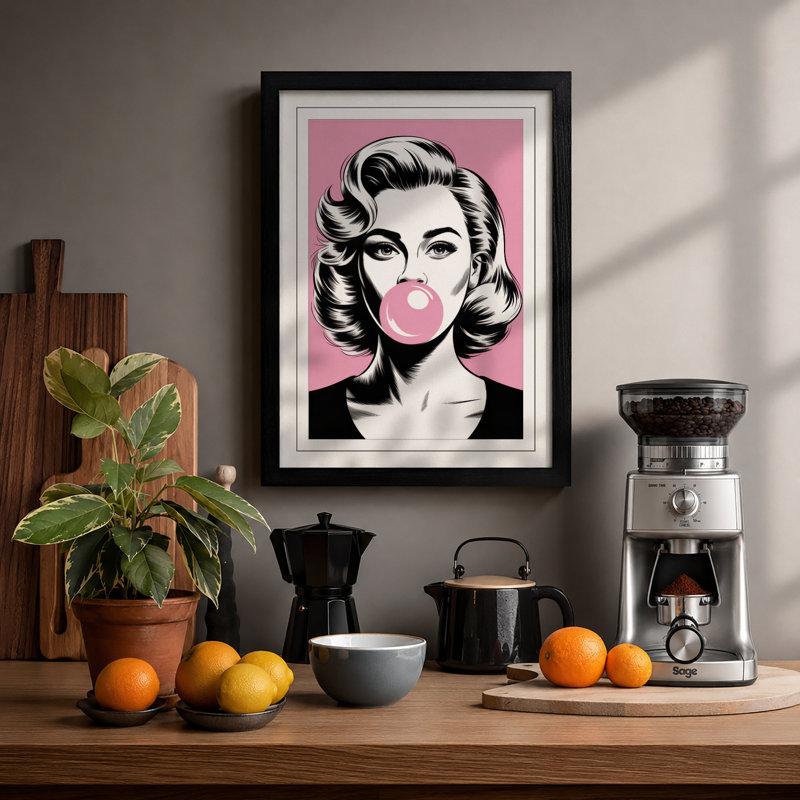 Bubblegum Pop Pop Art - Framed Print, A3 - 42.0 x 29.7 cm, Black