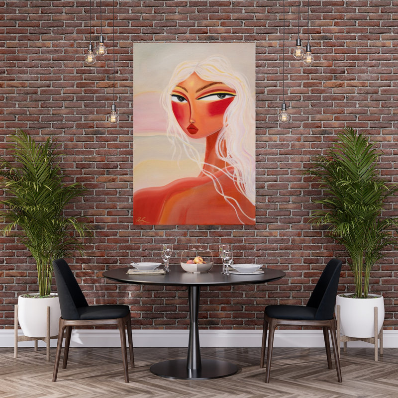 «Blonde Sunset Gaze», reproduction d'art murale moderne abstraite, H 60 po x l 40 po