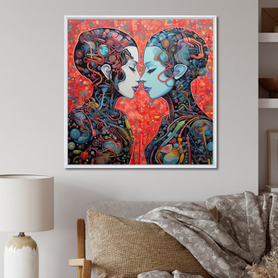 " Charming Robots Celebrating Love Retro "