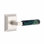 Ensemble de leviers d'intimité Emtek Select, rosette Wilshire, tige carrée en L, poignée en marbre vert, l 5,875 po x L 5,875 po