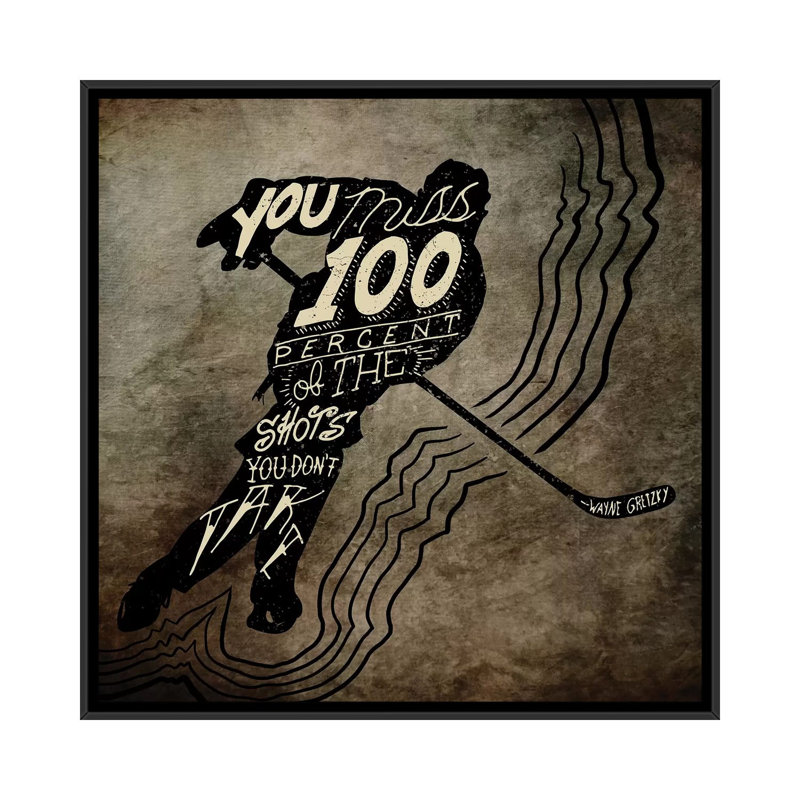 «100% of the Shots», impression sur toile, H 26 po x l 26 po x P 1,5 po, Toile avec cadre noir, Pas de tapis